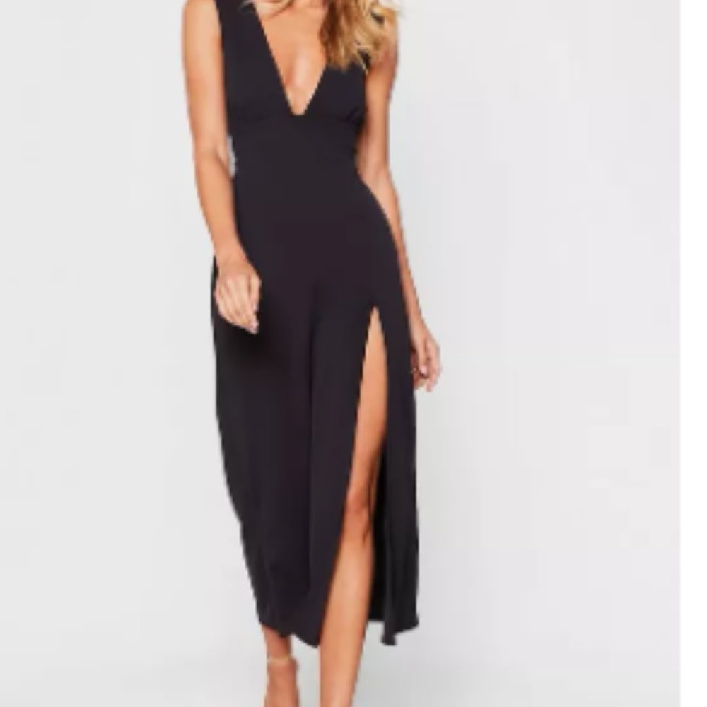 Nasty Gal, Plunging V-Neckline Split Midi Dress, Size Medium, NWT
